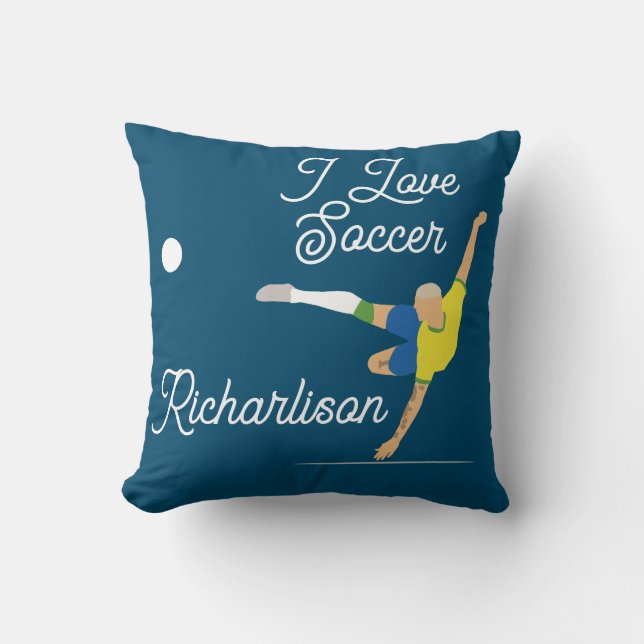 Almofada Futebol de cabeça chata Brasil camiseta (Frente)