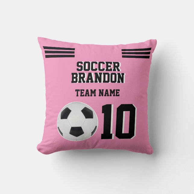 Almofada Futebol rosa-travesseiro decorativo personalizado (Frente)