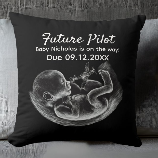 Almofada Future Pilot Pregnancy Announcement Funny Aviation (Criador carregado)