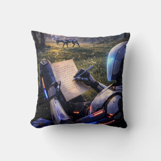 Almofada Futuristic Robot Writing Letter Forest Pillow