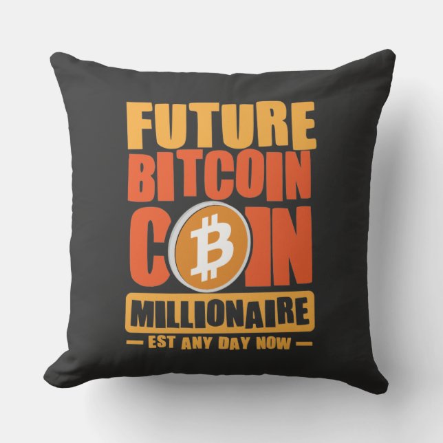 Almofada Futuro Milionário de Moedas de BITCOIN (Frente)
