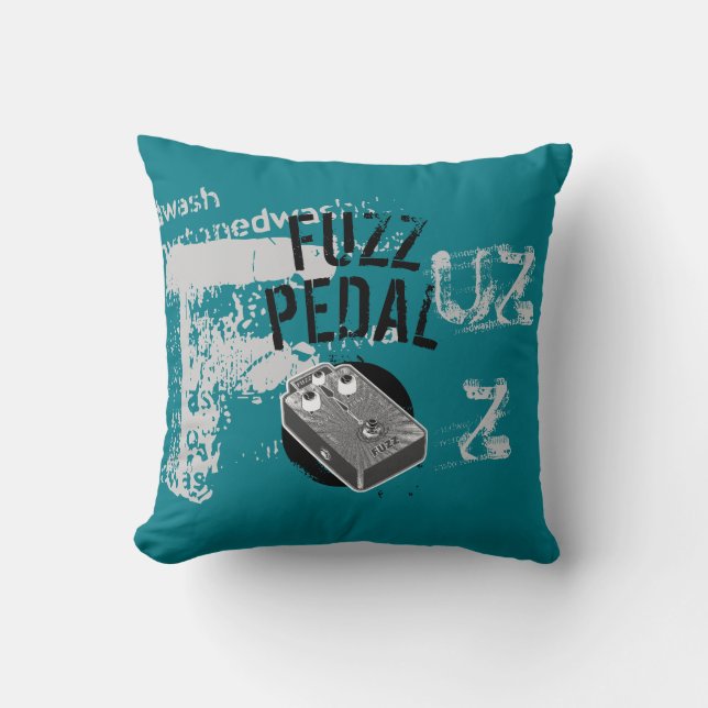 Almofada Fuzz Pedal, Preto e Cinza na Turquesa Escura (Frente)