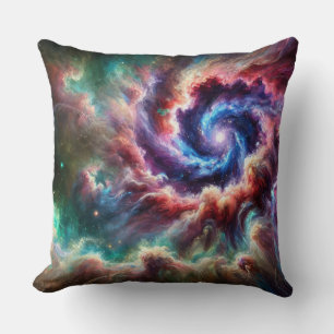 Almofada Galáxia Colorida e Giratória com Nebulosa Radiante