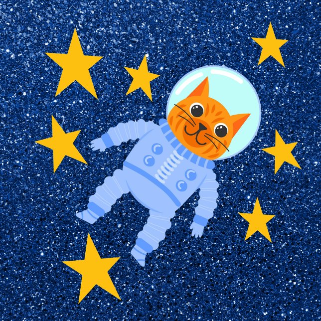 Almofada Galáxia Glitter Azul do Astronauta de Gato Persa (Criador carregado)