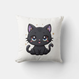 Almofada Galaxy Black Cat Kawaii Celestial Gatinho Cushion