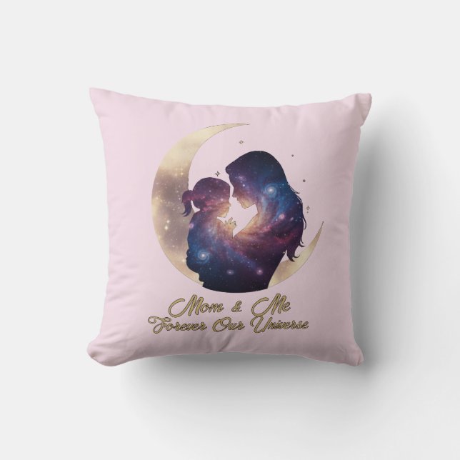 Almofada Galaxy Mama & Child Silhouette Moon Art (Frente)