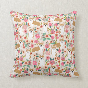 Almofada Galês Corgi primavera floral amor presente