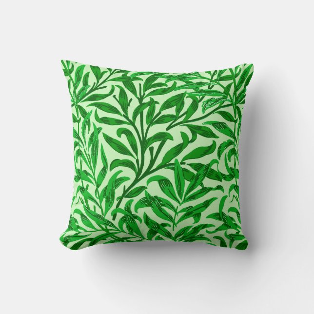 Almofada Galho de Salgueiro de William Morris, Verde Esmera (Frente)