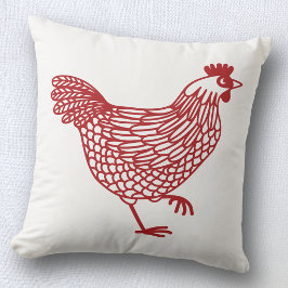 Almofada Galinha Aves Vermelha e Branca