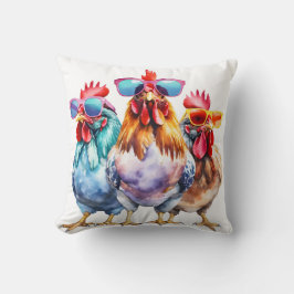 Almofada Galinhas Vestindo Óculos Grandes