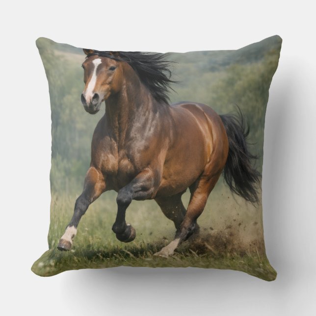 Almofada Galloping Horse Throw Pillow – Realistic Equestria (Frente)
