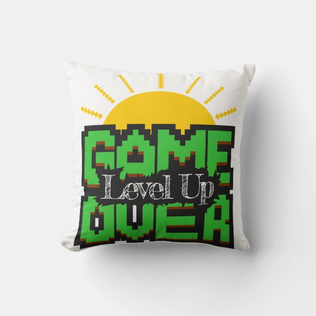 Almofada Game Over, Revive retro games with, level up (Frente)
