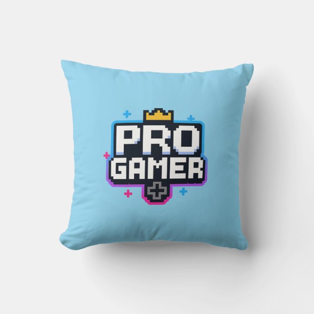 Almofada GAMER PRO — Crachá Pixel Art 8-Bit (Frente)