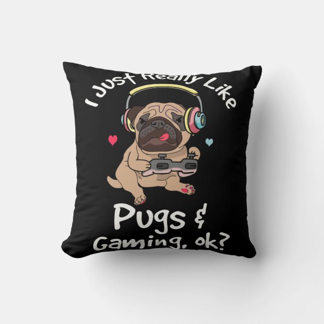 Almofada Gamer Pug Lover Videos games Cachorros Pug Jogos (Frente)