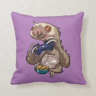 Almofada Gamer Sloth Comendo Nachos em Cartografia de Cueca