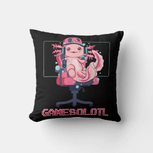 Almofada Gamesolotl Axolotl Vídeo Gamer Kawaii Animação