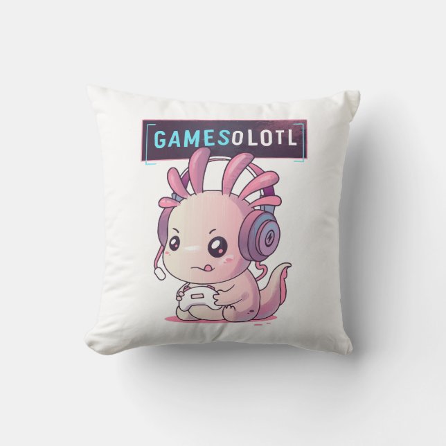Almofada Gamesolotl - Gamer Axolotl (Frente)