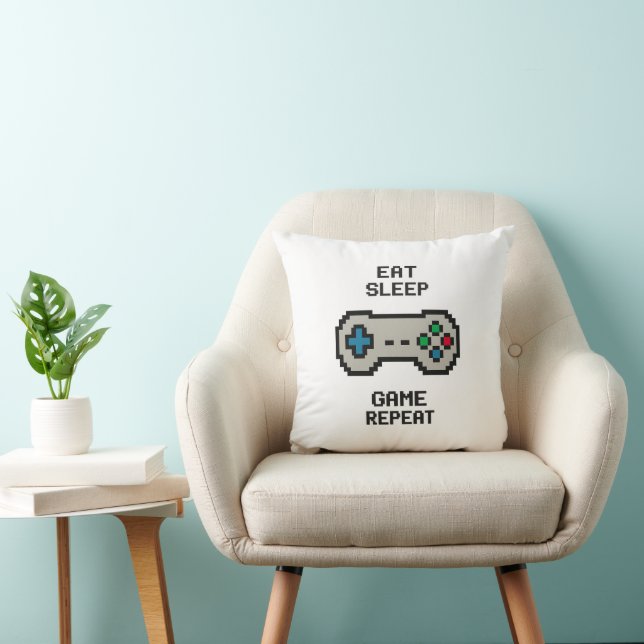 Almofada Gaming Throw Pillow – Pixel Art Gamer Room Decor (Cadeira)