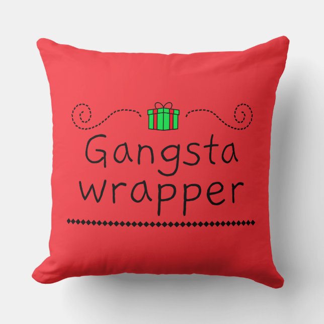 Almofada Gangsta Wrapper Holiday Throw Pillow (Frente)