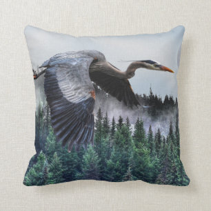 Almofada Garça-real de grande azul de voo & animais