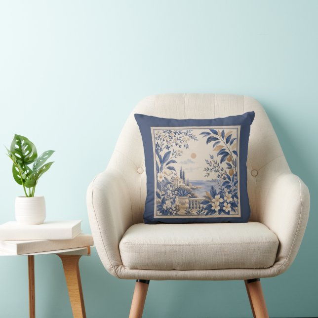 Almofada Gardens Syracuse Coastal Landscape Cushion (Cadeira)