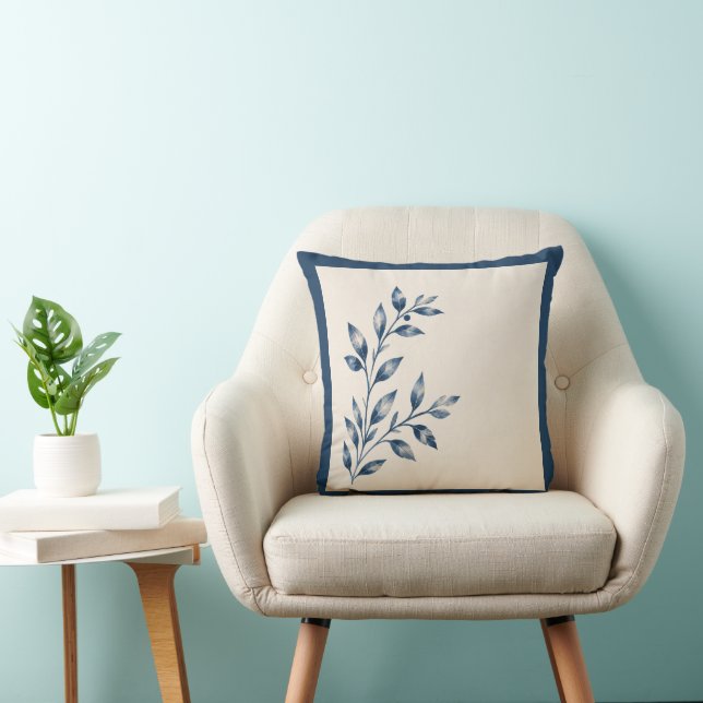 Almofada Gardens Syracuse Minimalist Blue Leaf Cushion (Cadeira)