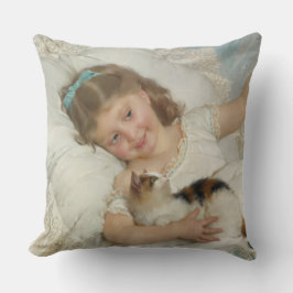 Almofada Garota Abraçando Seu Gato Pet
