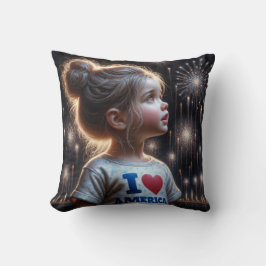 Almofada Garota Americana Assistindo Fogos de Artifício