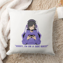 Garota Anime Gamer Arte de Jogo Roxa