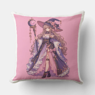 Almofada Garota Bruxa Pixel Fantasia Pastel