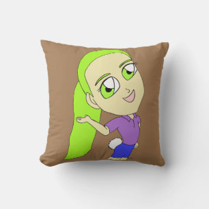 Almofada garota chibi com travesseiro decorativo de rabo co