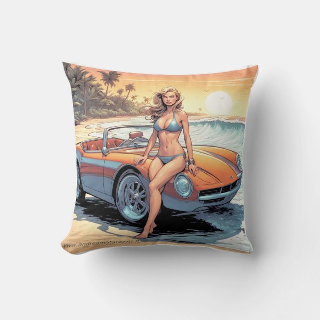 Almofada Garota com carro esportivo (Frente)