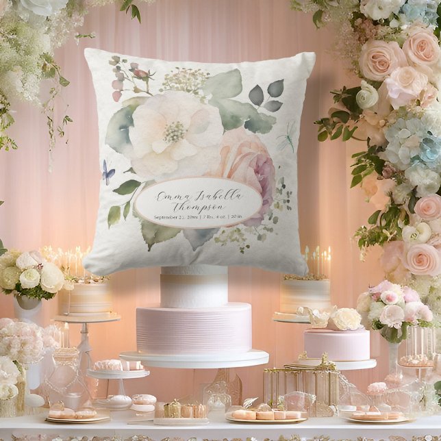 Almofada Garota de Jardim de Algodão Floral Rosa da Waterco (Criador carregado)