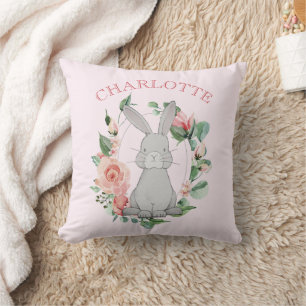 Almofada Garota-Floral Rosa-Magra, Cinza-de-São-Feira