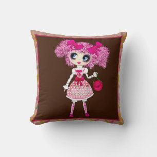 Almofada Garota linda PinkyP rosa Kawaii por Leah G