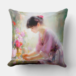 Almofada Garota no Jardim Flor