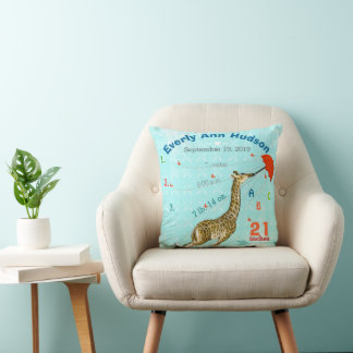 Almofada Garota Nursery Baby Birth Stat Giraffe Arrow Patte