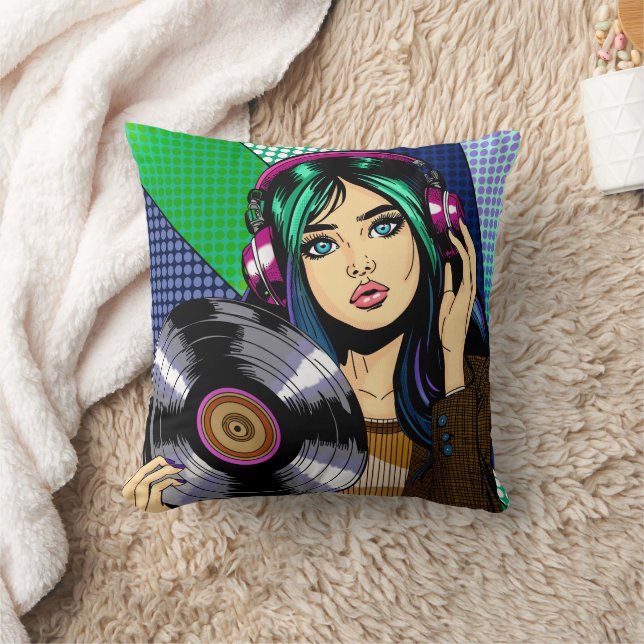Almofada Garota Pop Art com Disco (Cobertor)