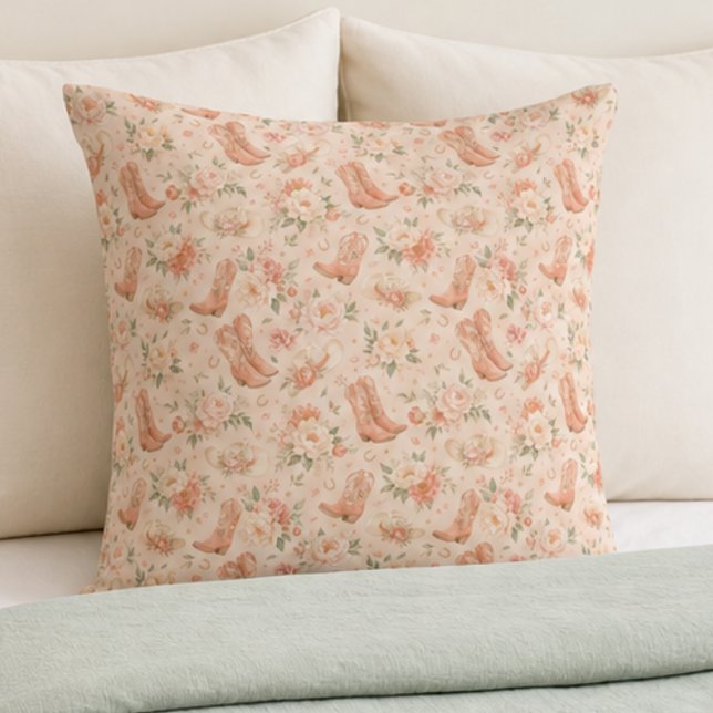 Almofada Garota Rosa Coquete Ocidental Shabby Chic (Criador carregado)