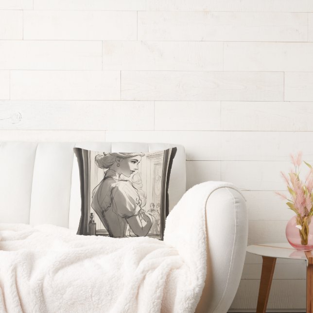 Almofada Garota vitoriana atravessa o travesseiro decorativ (Sofá)