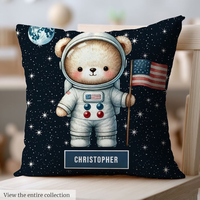 Almofada Garoto Travesseiro do Urso de Teddy Personalizado (Personalized Astronaut Teddy Bear Pillow Baby Boy)