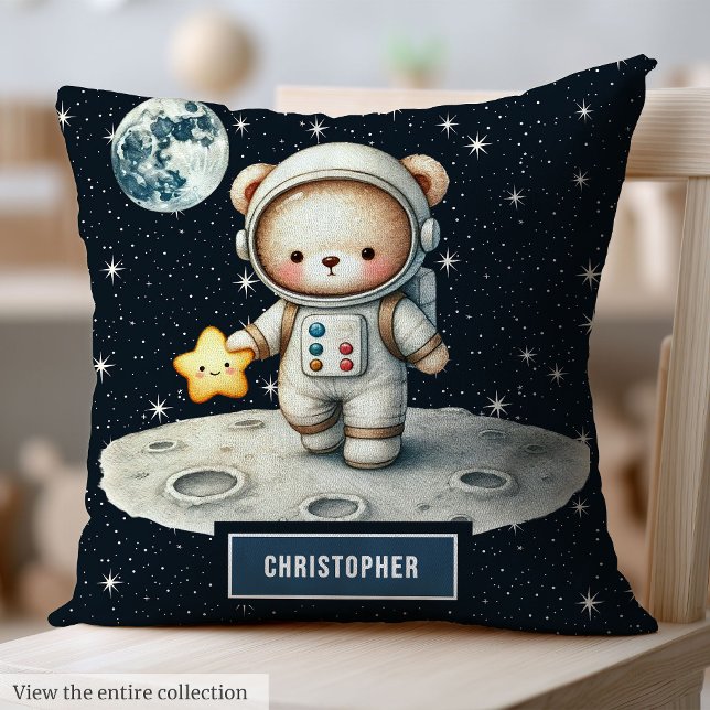 Almofada Garoto Travesseiro Personalizado do Urso de Teddy (Personalized Teddy Bear Astronaut Pillow Baby Boy)