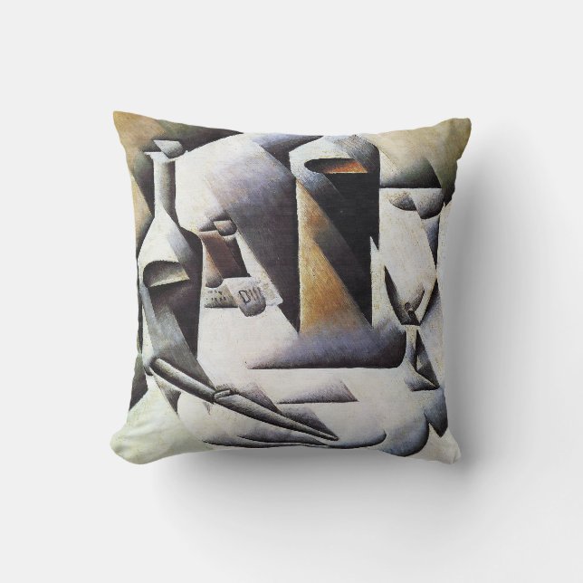 Almofada Garrafas e faca, por Juan Gris (Frente)