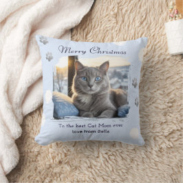 Almofada Gata Mãe Azul Gelo Foto de Pet Natal