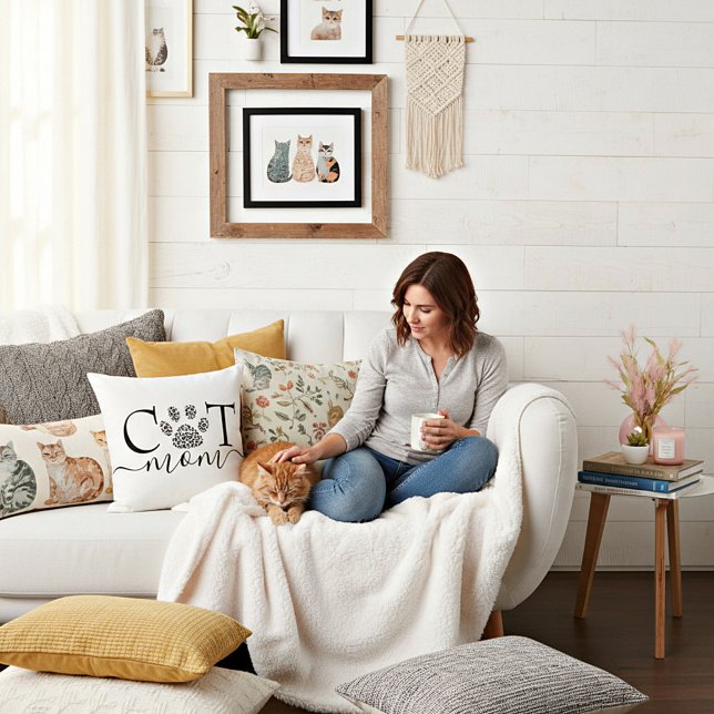 Almofada Gata Mamãe impressão da pata (Criador carregado)