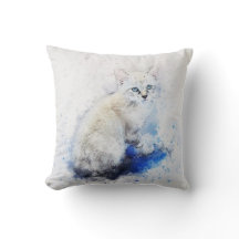 Gatinho branco de aquarela