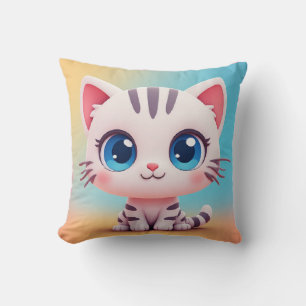 Almofada Gatinho Branco de Desenho Animado Adorável