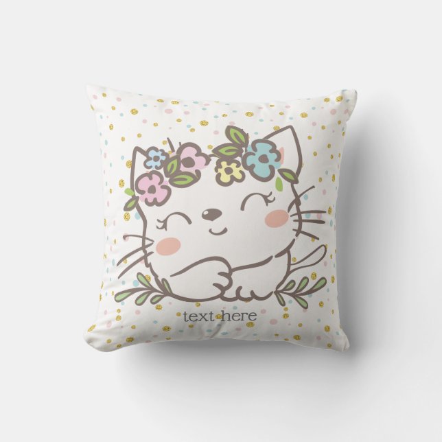 Almofada gatinho branco, gatinho, animais (Frente)