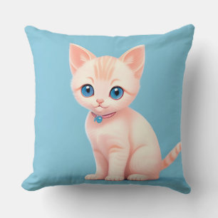 Almofada Gatinho de Desenho Animado Adorável Com Olhos Azui