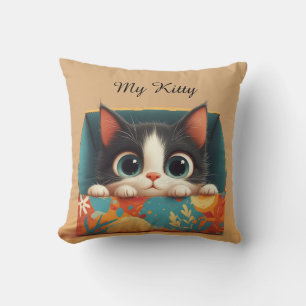 Almofada Gatinho de desenho animado adorável com olhos gran